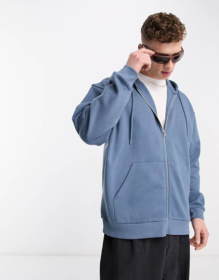 COLLUSION oversized zip hoodie in gasoline blue